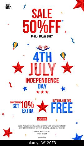 Happy Independence Day Juli 4 Poster, 4. Juli, USA Independence Day Angebot Verkauf Stock Vektor