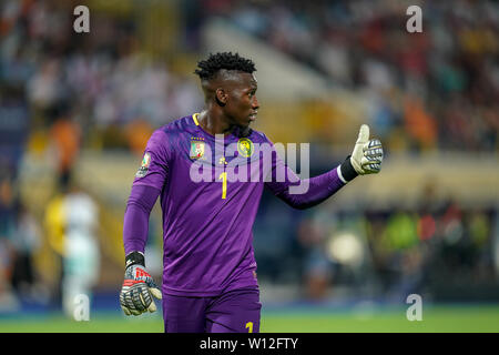 Ismailia, Ägypten. 29 Juni, 2019. Andre Onana Onana von Kamerun bei der Afrikameisterschaft 2019 Match zwischen Kamerun und Ghana an der Ismailia Stadion in Ismailia, Ägypten. Ulrik Pedersen/CSM/Alamy leben Nachrichten Stockfoto