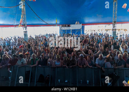 Pilton, Somerset, UK. 29. Juni 2019 Masse an Glastonbury Festival. Quelle: Jim Houlbrook/Alamy leben Nachrichten Stockfoto