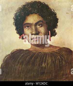 Aquarell Portrait von einem Maori chief in Neuseeland von August Graf, 1827. Stockfoto