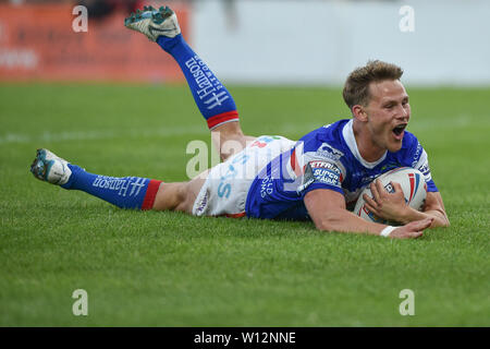 Wakefield, Großbritannien, 28. 6. 2019. 28. Juni 2019. Mobile Rakete Stadion, Wakefield, England; Rugby League Betfred Super League, Wakefield Trinity vs Huddersfield Riesen; Jacob Miller Dean Williams/RugbyPixUK Stockfoto