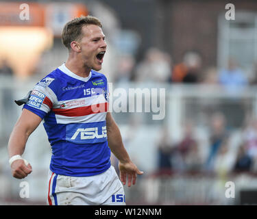 Wakefield, Großbritannien, 28. 6. 2019. 28. Juni 2019. Mobile Rakete Stadion, Wakefield, England; Rugby League Betfred Super League, Wakefield Trinity vs Huddersfield Riesen; Jacob Miller Dean Williams/RugbyPixUK Stockfoto