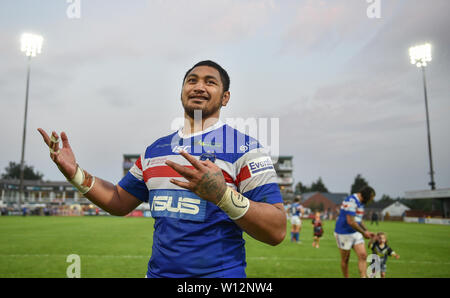 Wakefield, Großbritannien, 28. 6. 2019. 28. Juni 2019. Mobile Rakete Stadion, Wakefield, England; Rugby League Betfred Super League, Wakefield Trinity vs Huddersfield Riesen; Pauli Pauli Dean Williams/RugbyPixUK Stockfoto