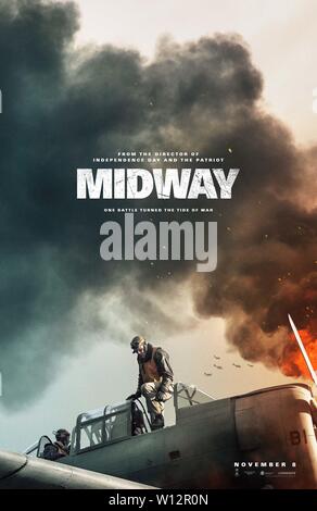 RELEASE DATE: November 8, 2019 Title: Midway Studio: SUNFILM Entertainment Regie: Roland Emmerich PLOT: Die Geschichte von der Schlacht um Midway, die ihm die Führer und die Matrosen, die es bekämpft. In den Hauptrollen: Poster Art (Credit Bild: © lionsgate/Entertainment Bilder) Stockfoto