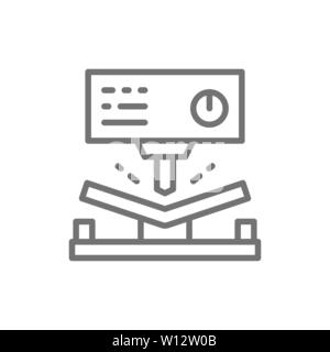 Metall Biegemaschine, hydraulische CNC Maschine Linie Symbol drücken. Stock Vektor