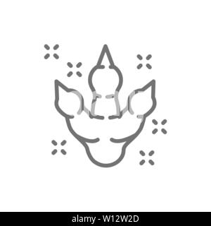 Vektor dinosaur Footprint, prähistorische Zeit Symbol Leitung. Stock Vektor