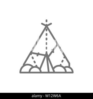 Indische Wigwam, prähistorische Haus, primitive Startseite Line-Symbol. Stock Vektor