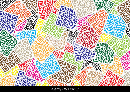 Multicolor QR-Code Hintergrund. Quick Response Code für Supermarkt, E-Commerce, Shop etc. Stockfoto