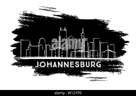 Johannesburg Südafrika Skyline der Stadt Silhouette. Hand gezeichnete Skizze. Vector Illustration. Business Travel und Tourismus Konzept. Stock Vektor