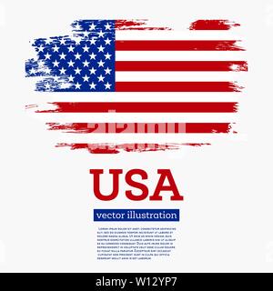 USA-Flagge mit Pinselstriche. Vector Illustration. Stock Vektor