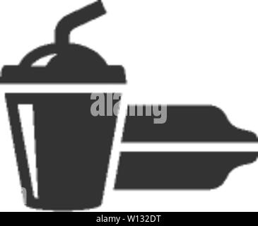 Fast food Symbol in einem grauen Farbe. Junk food Softdrink cola hoher Zucker Stock Vektor