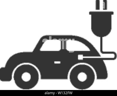 Elektroauto Symbol in einem grauen Farbe. Fahrzeug, Umwelt Stock Vektor