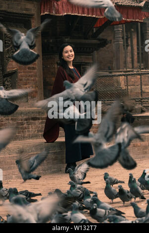 Tauben in Duba Square, Kathmandu, Nepal Stockfoto