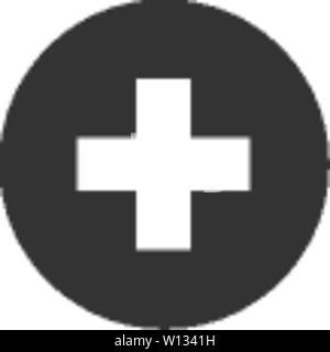 Pluszeichen in einer Farbe. Symbol Lesezeichen medizinischen Versorgung Krankenwagen hinzufügen Stock Vektor