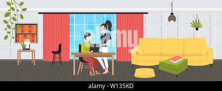 Paar Geschäftsleute mit Laptop am Arbeitsplatz Schreibtisch Geschäftsmann mit weiblichen assistant Brainstorming zusammen arbeiten Teamarbeit Konzept moderne Büro i Stock Vektor