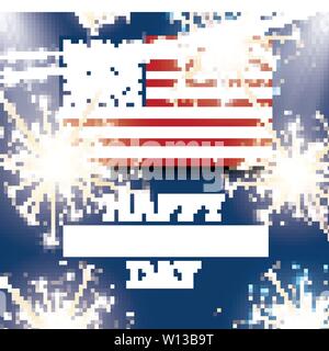 Juli 4 United States National Independence Day. Vector Illustration. Feier Hintergrund mit amerikanischer Flagge. Stock Vektor