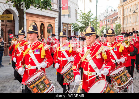 Stadt Sibiu, Rumänien - 18. Juni 2019. Die Yorkshire freiwillige Band aus England, die in der Internationale Theaterfestival Sibiu Sibiu, Rumänien. Stockfoto