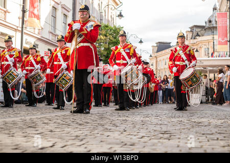 Stadt Sibiu, Rumänien - 18. Juni 2019. Die Yorkshire freiwillige Band aus England, die in der Internationale Theaterfestival Sibiu Sibiu, Rumänien. Stockfoto