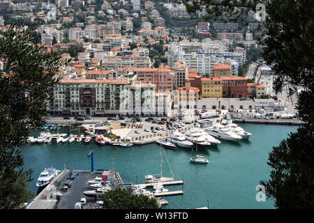 Lympia port von Colline du Château in Nizza, Frankreich Stockfoto