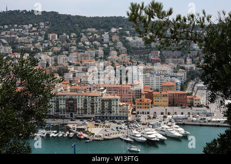 Lympia port von Colline du Château in Nizza, Frankreich Stockfoto