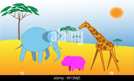 Vector Illustration mit afrikanischen Landschaft Stock Vektor