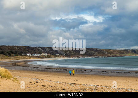 Port Eynon und Horton Strände auf der Halbinsel Gower AONB, South Wales auf einem März Nachmittag Stockfoto