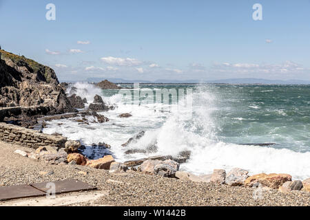 Sturm, Wind und Wellen den Hafen Abwehr Hit in Collioure, Südfrankreich. Collioure ist eine Gemeinde im französischen Département Pyrénées-Orientales. Stockfoto