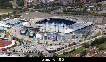 Luftaufnahme der Stadt Manchester Etihad Stadium & Schulung faclitlies Stockfoto