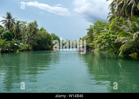 Bohol, Philippinen - Juni, 20, 2019: Floating buffet Restaurant Kreuzfahrt auf dem Loboc River Stockfoto