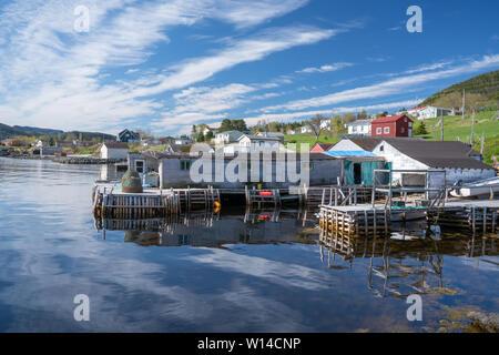 Hafen von Woody Point Fischerdorf in Gros Morne, Neufundland, Kanada Stockfoto