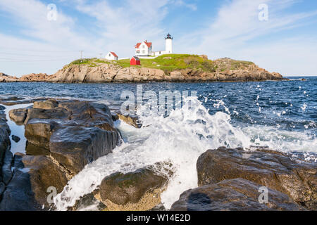 Historische Sofort startbereit Leuchtturm am Cape Neddick in York, Maine Stockfoto