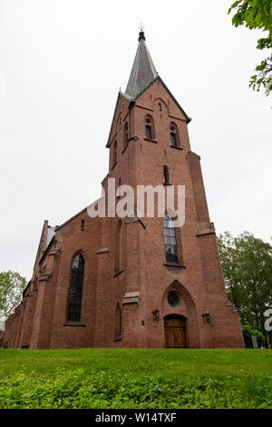 Vestre Aker Kirche eine Kirche in der ullevål Nachbarschaft von Oslo Norwegen, in der Neo-gotischen Stil, aus rotem Backstein gebaut, 1855 Stockfoto