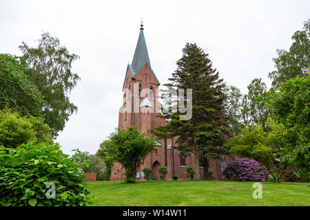 Vestre Aker Kirche eine Kirche in der ullevål Nachbarschaft von Oslo Norwegen, in der Neo-gotischen Stil, aus rotem Backstein gebaut, 1855 Stockfoto