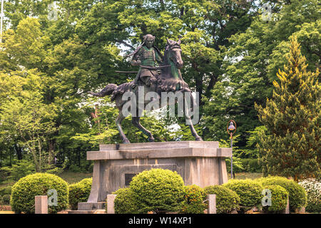 Takayama - 26. Mai 2019: Statue eines Feudalherren in Takayama, Japan Stockfoto