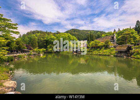 Takayama - Mai 26, 2019: Traditionelles Gebäude im Hida Folk Village open air Museum von Takayama, Japan Stockfoto