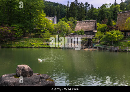 Takayama - Mai 26, 2019: Traditionelles Gebäude im Hida Folk Village open air Museum von Takayama, Japan Stockfoto