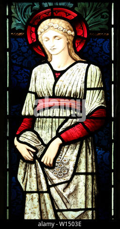 St Margaret Glasfenster in der Kirche der Hl. Maria und allen Heiligen, Conwy, Wales Stockfoto