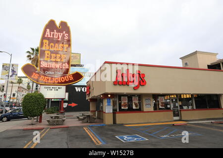 Die berühmten Fast Food Restaurant namens Arby's in Los Angeles Stockfoto