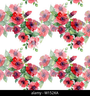 Blumenstrauß Blumen botanischen Blumen. Aquarell Hintergrund Abbildung. Nahtlose Muster. Stockfoto