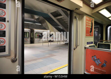 Das Innere der u-bahn wagen Stockfoto