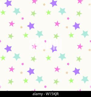 Nahtlose abstrakte Muster mit pinkfarbenen und blauen scharfe Sterne auf weißem Hintergrund. Vector Illustration. Vektor Feuerwerk Abbildung. Cosmos Textur für Stock Vektor