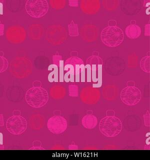 Vector rot nahtlose Muster mit papierlaternen. Geeignet für textile, Geschenkpapier und Tapeten. Stock Vektor