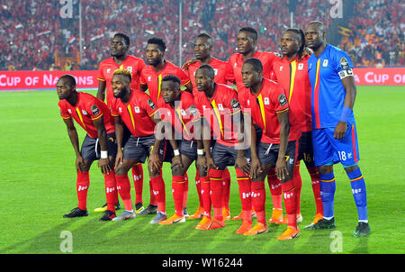 Kairo, Ägypten. 30. Juni, 2019. Team von Uganda während des Spiels Ägypten vs Uganda Gruppe insgesamt Afrika Cup der Nationen Ägypten 2019 im Cairo International Stadium. Foto: Chokri Mahjoub. Credit: Chokri Mahjoub/ZUMA Draht/Alamy leben Nachrichten Stockfoto