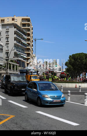 Avenue d'Ostende - scharfe Neigung von Monaco Stadtkurs - im täglichen Einsatz Stockfoto