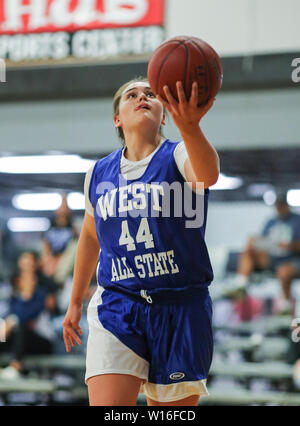 Basketball Aktion an der Washington State 2A und 3A All Star Game in Liberty Lake, Washington. Stockfoto