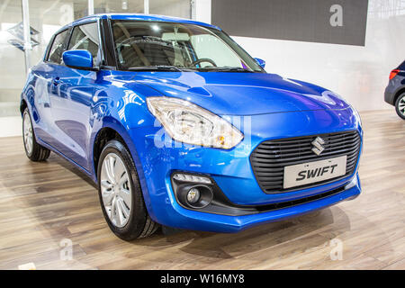 Poznan, Polen, März 2019: Blue neue Suzuki Swift, Poznan International Motor Show, 4. Gen, Kleinwagen B-Segment produziert von Suzuki Stockfoto