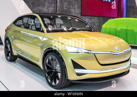 Poznan, Polen, März 2019 Skoda VISION E Konzept Prototyp Auto, Poznan International Motor Show rein elektrisch Skoda Konzept Stockfoto