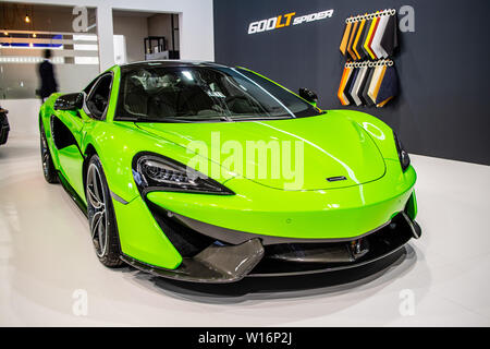 Poznan, Polen, 28. März 2019: metallic grün McLaren Sport Serie 570 s Coupé bei Poznan International Motor Show, supercar Erstellt von McLaren Stockfoto