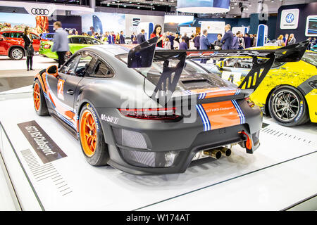 Poznan, Polen, 28. März 2019: Porsche 911 GT2 RS Clubsport Rennsport bolid bei Poznan International Motor Show, 700 PS Rennwagen gebaut von Porsche Stockfoto