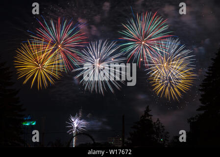 Das Feuerwerk in La Ronde in Montreal Stockfoto